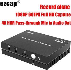 4K 60Hz HDR Loop HDMI Video Capture Card Game Recording Box 1080p 60fps Record To TF Card , Microphone Input Party Chat, NO PC