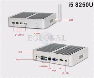 2019  Mini Pc Windows 10 Core i7 8550U 8565U Fanless  Core I5 8250U Processor Nettop Micro DDR4 Barebone Gaming PC