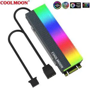 Colorful ARGB M2 SSD Heatsink 5V 3Pin NVME NGFF M.2 2280 Solid State Drive Hard Disk Cooling Radiator Heat Sink Cooler Vest Aluminum Heat Sink with Thermal Pad