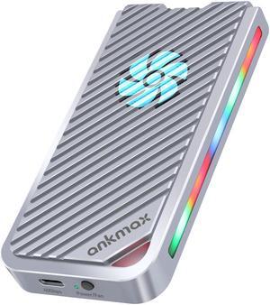 ANKMAX USB4 SSD Enclosure with Fan and RGB Light for NVMe M.2 SSD, UC4M3 USB4.0 Type-C 40Gbps Interface Compatible with Thunderbolt 3/4 USB4.0/3.1/3.0, Tool-Free Aluminum External Hard Drive Enclosure