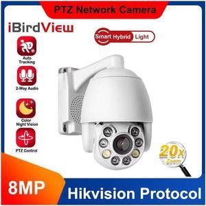 8MP 4K 20x Zoom 2-way Audio IP66 POE Speed Dome IP PTZ Camera Smart Hybrid Light