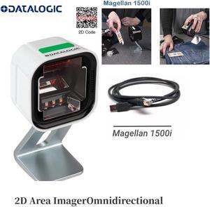 Datalogic Magellan 1500I PN:MG1501-10211-0200 Barcode Scanner Cable Connectivity Black 1D 2D Imager,Corded white Standard Configuration,  Tilting Stand with Magnetic Base, USB A Cable
