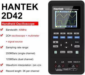 Hantek 2D42 3in1 Digital Oscilloscope+Waveform Generator+Multimeter Portable USB 2 Channels 40mhz LCD Display Test Meter Tools