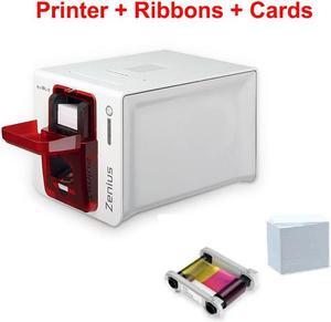 Evolis Zenius Single Sided ID Printer with ID Software with R5F008S134 Ribbon and PVC Printed White Card