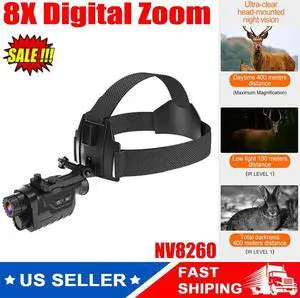 NV8260 36MP 400m 8X Head Mounted Night Vision Infrared Monocular Battery Mini