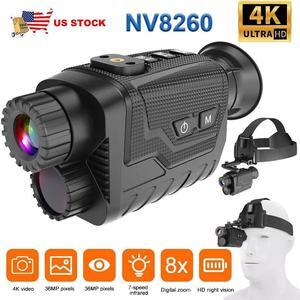 NV8260 Head-mounted Monocular 4K HD 400M Infrared Night Vision Camera 8X Digital