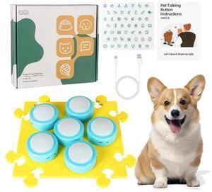 Rechargeable Dog Buttons for Communication with Mat, 24s Recordable Dog Buttons Talk for Pet and Cats Training, 6 Pack Voice Recording Talking Buttons for Dogs, Funny Gift for Study Office Home