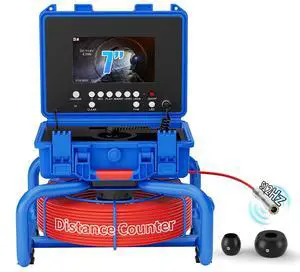 7-inch AHD video screen with electronic overlay meter counter, 18mm diameter stainless steel probe, built-in 512HZ transmitter, sapphire lens, HD 1080P, lens angle 145 degrees, 30 meters pipe borescop