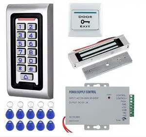 2pcs- Kit de sistema de control de acceso a puerta, teclado RFID IP68, impermeable para exteriores + cerradura magnética eléctrica electromagnética de 396.8 lbs/320 libras + fuente de alimentación