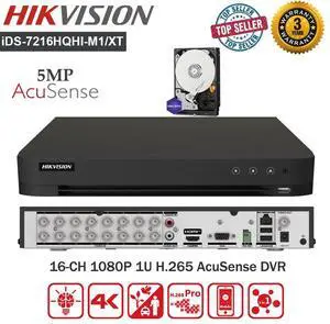 H,ikv,isi,on 16CH AcuSense DVR 1080p 1U H.265 H HDTVI Recorder iDS-7216HQHI-M1/XT