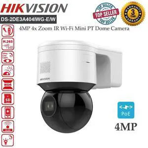 Hi,kv,isi,on Wifi 4MP 4X Zoom PTZ Dome PoE DarkFighter IP Camera DS-2DE3A404IWG-E/W