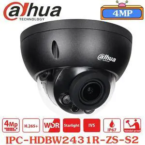 IPC-HDBW2431R-ZAS-S2 4MP Starlight 5x Zoom IP Dome Camera H.265+ PoE Audio I/O Black