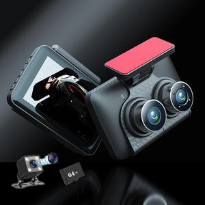 Dash Cam Front and Rear Camera for Cars Inside Mirror 1080p Full Hd 3 Channel Dash Cam Best Mini Rechargeable Rearview Reverse Assist Parking Monitor