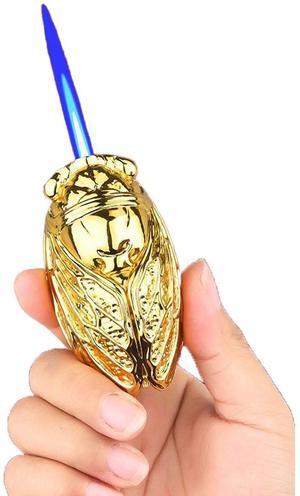 Yellow Cool Windproof Butane Torch Refillable Cigar Lighters for Candle Kitchen Birthday Gift for Mom Men Wife