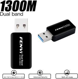 USB Adapter For PC Office work WiFi 1300M 2.4G 5G Wireless Dongle Network  US