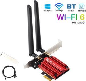 Wavlink WiFi 6E AX5400 PCIe WiFi Card AX210 Network Card Bluetooth 5.3  Tri-Band 2.4G/5G/6G for Desktop PC, 802.11ax with MU-MIMO, OFDMA, WPA3,  Heat Sink, 4x7dBi Antennas, Support Windows 11,10 (64bit) 