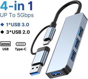 DERAPID Aluminum 4 in 1 USB C Splitter USB HUB with USB 3.0,USB 2.0 for MacBook Laptops Desktops