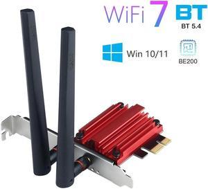 DERAPID FV-BE200 WiFi 7 PCIe Network Card Bluetooth 5.4 Heat Sink 802.11be Tri-band 2.4G/5G/6G PCI-E Wireless WiFi Network Adapter Cards for Desktop Windows 10/11  (Not Support for AMD Motherboard)