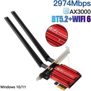 DERAPID AX3000 PCIe WiFi Card WiFi 6 Network Card with Bluetooth 5.2, Dual Band 2.4G/5G Wireless Adapter 802.11ax, MU-MIMO, OFDMA, WPA3, Compatible with Windows 10/11