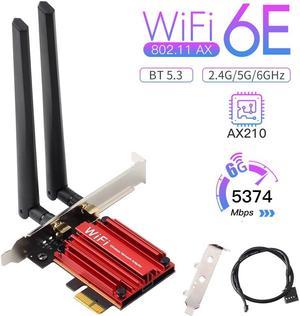 DERAPID PCIe WiFi 6E Card, AX210 Network Card Adapter for PC Gaming, Bluetooth 5.3, Tri-Band (802.11ax) 5400Mbps 6GHz Wireless LAN Cards with MU-MIMO, OFDMA, Support Windows 10/11 (64-bit)