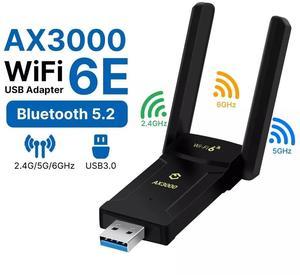 DERAPID AX3000 USB WiFi Bluetooth Adapter for Desktop PC - WiFi 6 Adapter Dual Band 2.4G/5G PC WiFi Adapter USB3.0 WiFi Dongle WiFi Antenna USB Network Adapter for Gaming Computer Supports Win10/11