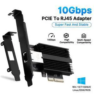 DERAPID 10G Base-T PCI-e Network Card AQC113 Controller 10Gb Ethernet Adapter PCI-E X4 X8 X16 to RJ45 Port NIC Card for Gaming Offfice,Compatible with Windows10/11/Windows Server/Linux