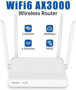 AX3000 WiFi 6 Router  802.11ax Wireless Dual Band Gigabit Internet Router with 4 * High-Gain Antennas, 4 Gigabit Lan Ports, Support MU-MIMO WPA3