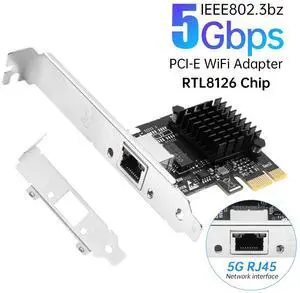 DERAPID 5Gb Base-T Network Card, RTL8126 Controller 5G PCIe Ethernet Adapter, PCIe to RJ45 Port NIC Card, for Windows10/11/Windows Server/Linux