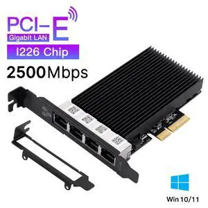 DERAPID 2.5G PCIe Ethernet Card with Intel I226 Chip, 2500Mbps Gigabit Network Adapter to PCIE X4 X8 X16 NIC for Windows 10/11, Windows Server 2019/2022; Linux