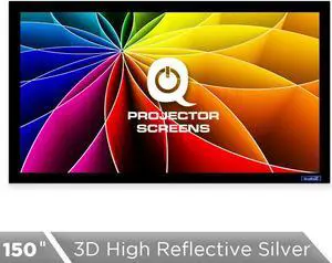 QualGear® QG-PS-FF6-169-150-S 16:9 Fixed Frame Projector Screen, 150-Inch 3D High Reflective Silver 2.5 Gain