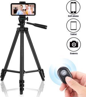 Phone Tripod 50’’ Extendable Lightweight Aluminum Tripod Stand with Universal Cell Phone/Tablet Holder, Remote Shutter, Compatible with Smartphone & Tablet & Camera