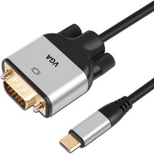 USB C to VGA Cable 6ft,USB Type C (Thunderbolt 3) to VGA Cable Sturdy Braided for USB 3.1 Devices-MacBook Pro, iPad Pro Samsung S10/S9/S8, Surface Book 2, Dell XPS, HP Etc