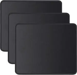 JIKIOU 3 Pack Mouse Pad with Stitched Edge Mouse Pad with Non-Slip Rubber Base Washable Mousepads Bulk with Lycra Cloth Comfortable Mouse Pads 10.2x8.3x0.12inch Black