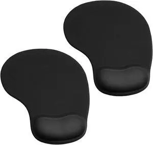 JIKIOU 2 Pack Mouse Pad Ergonomic Mouse Pad with Gel Wrist Rest Support Comfortable Wrist Rest Mouse Pad with Non-Slip PU Base for Computer Laptop Home Office Travel Small Size 9 x 7.5 inch Black