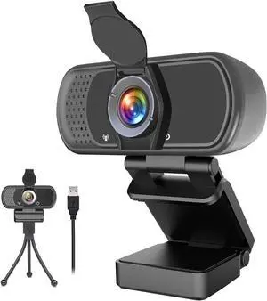 GoHZQ 1080p Webcam with Microphone,Wide Angle Web Camera with Privacy Cover,USB External Camera for Computer Monitor Laptop Desktop PC Mac,HD Webcam for Live Streaming