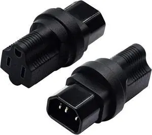 3 Prong USA C14 to NEMA 5-15R Plug Power Adapter for Standard Computer Power Adapter 15A/125V (IG-320) (NEMA 5-15R to IEC 60320-C14)(2 Pack)