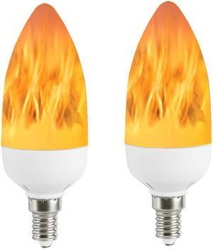 2x LED Flame Bulb E12 Candelabra BASE 3 Watt Warm White LED Chandelier Bulbs Flameless Flickering Light For Events Festival Hotel Christmas Holiday Decoration 2 Modes