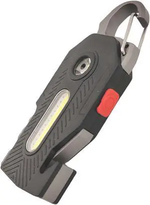 QLEE Multifunctional flashlight 7 in 1 COB Keychain Bright Work Light Rechargeable Portable LED light with Bottle Opener Seat belt cutter Survival whistle screwdriver for Camping Walking Hiking