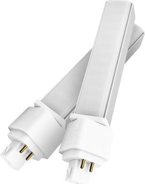 QLEE Natural Daylight Gx24q 4 Pin LED Light Bulb PL-C Retrofit Compact Fluorescent Lamp Replacement 26W G24q-2 Gx24q-3 1400 Lm 314° Free Rotate Horizontal Recessed G24q Green Bulb,12w 4000k 2pcs
