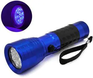 QLEE Led UV Flashlight Torch 14leds Mini Portable Ultraviolet Lamp 365nm-395nm Gel Nail Curing Uv Light Linterna Lampe Torche Adhesive Flashlight Ultraviolet Lamps (1 Pack)