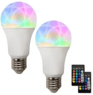 QLEE Led Nebula Cloud Bulb sky projector for bedroom Ceiling Sleep Light A60 Relax E27 Rgbw 6w 16 Color Fancy mood lighting For Christmas Party Decoration Remote Hue Light 2 PCS