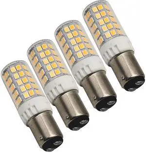 QLEE LED Sewing Machine Bulb BA15D Double Contact Bayonet Base 5w 600lm Refrigerator Light Replacement 60 Watt S6 C7 Bulb T3 T4 JD Type Chandelier Light 120v Warm White 4PCS