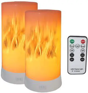 QLEE Led Flame Effect Lantern Light Usb Rechargeable Flameless Candle 4 Modes Remoted Flickering Mood Light For Holdiday Halloween Christmas Party Bar Decor Birthday Gift (2 Pack)