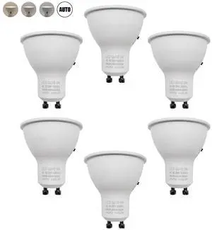 QLEE Gu10 Led Bulbs Spotlight 3cct Selectable 50w Equivalent Non-dimmable Reflector 60°  Beam Angle 6000k 4000k 3000k 2-pin Gu10 Base 5w 600lm For Led Recessed Track Lighting, 6 Pack