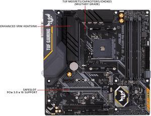 ASUS TUF B450M-PRO GAMING AMD Ryzen 3 AM4 DDR4, HDMI, Dual M.2, USB 3.1 Gen 2 and Aura Sync RGB LED Lighting Micro-ATX Motherboard