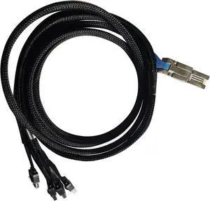 SFF80884S20 - 2M Mini SAS 26Pin SFF8088 TO 4xSATA 7Pin Adapter Cable, 28AGW with Latch, Support 6Gb/s data transfer