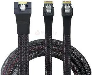 Wilfly SS865484MM1  PCIE4.0/GEN4/64Gbs Ultraport Slimline SAS SFF-8654 8i 74pin to Dual SFF-8654 4i 38Pin Cable, 100cm