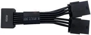 Wilfly ATX3.1 16P to 2*8(6+2) P PCIE GPU Cable Sleeved PSU Extension Cable H++ 12+4 Pin 90 Degree Positive Conn Graphics Card Power Supply RTX 5090 Series 16AWG, For PSU 800w up No need change New PSU