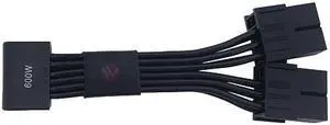 Wilfly ATX3.1 16Pin to 2*8(6+2) Pin PCIE GPU Sleeved PSU Extension Cable H++ 12+4 Pin 90 Degree Reverse Conn Graphics Card Power Supply RTX 5090 Series 16AWG, For PSU 800w up No need change New PSU
