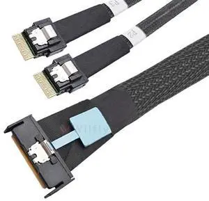 Wilfly MC8SS24MM05 - MCIO 8I to 2 Ports SFF 8654 4I Adapter Cable, High Speed 32GT s Data Transmission for Server & Data Center, 50CM.